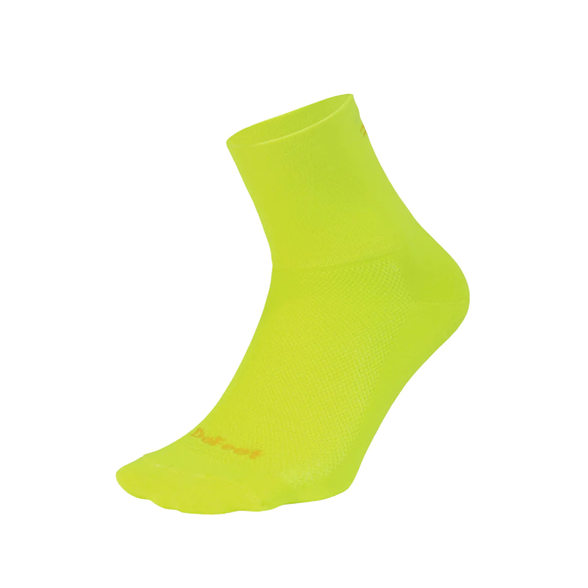 Aireator 3" cuff cycling sock in yellow with small tonal yellow d-logo on back of cuff