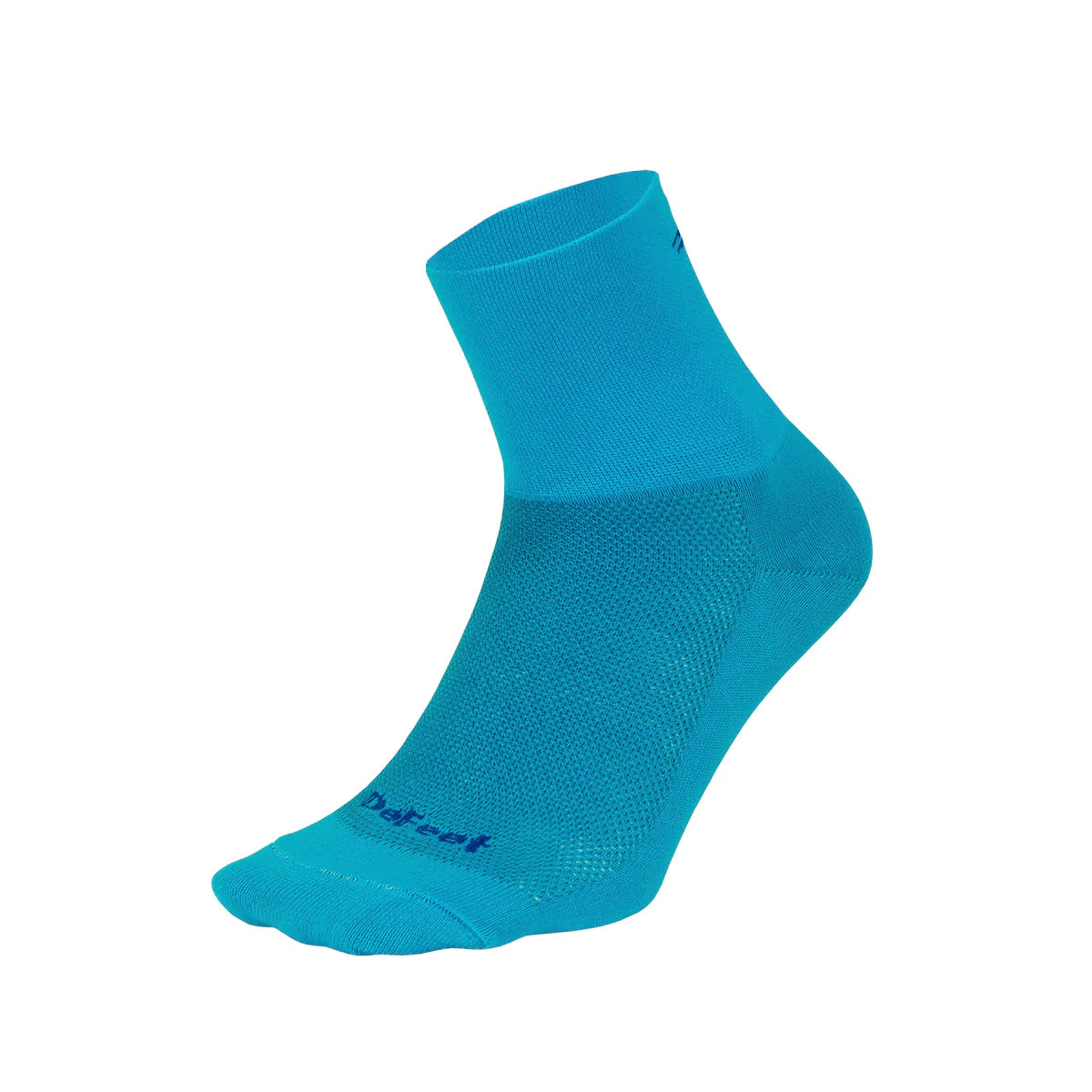 Aireator 3" cuff cycling sock in blue with small tonal blue d-logo on back of cuff