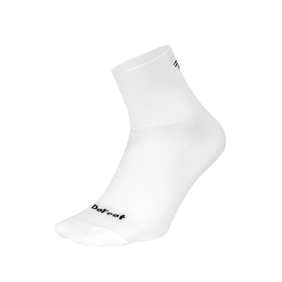 Aireator 3" cuff cycling sock in white with small black d-logo on back of cuff