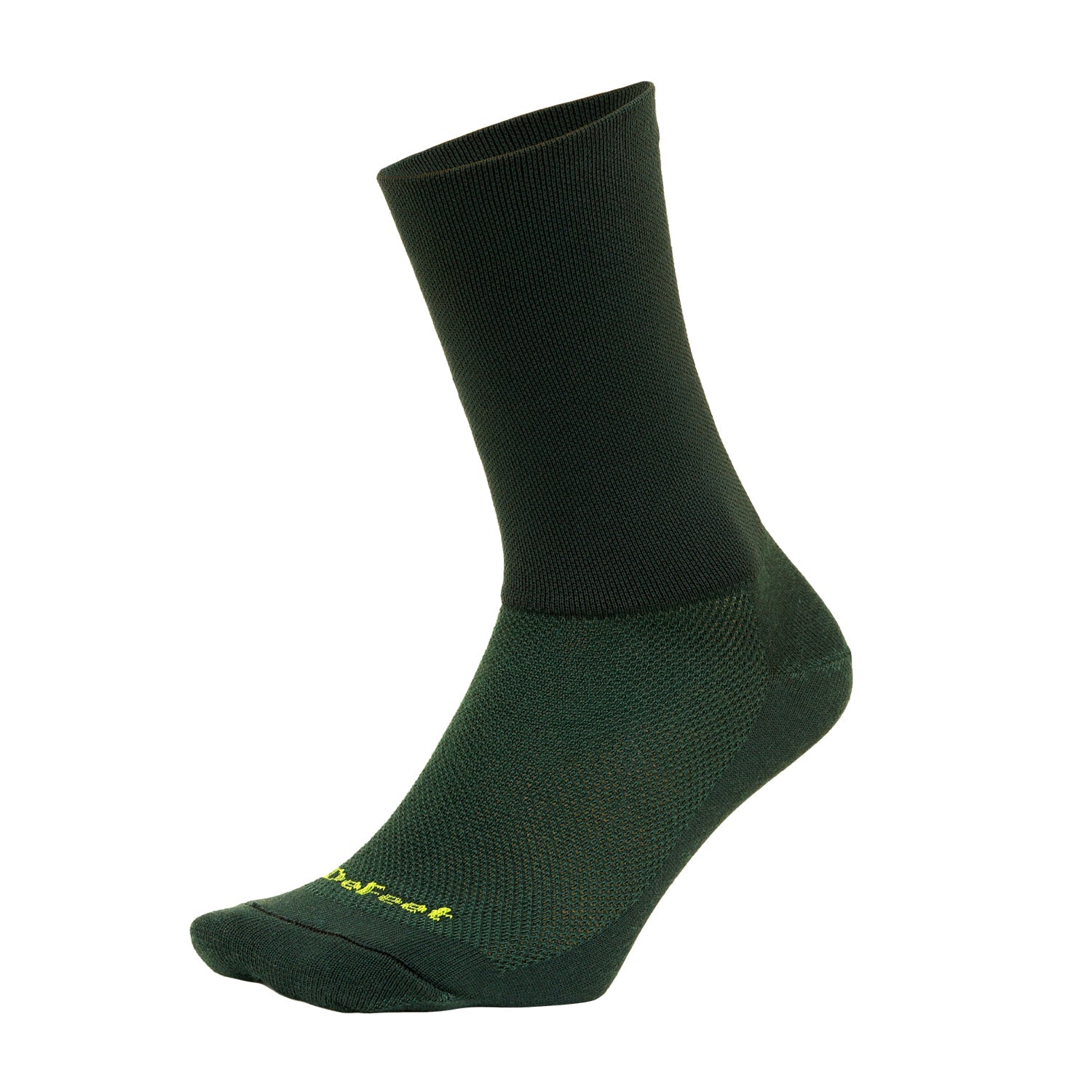 DeFeet Aireator 6" D-Logo cycling sock with 6" double cuff in forest green