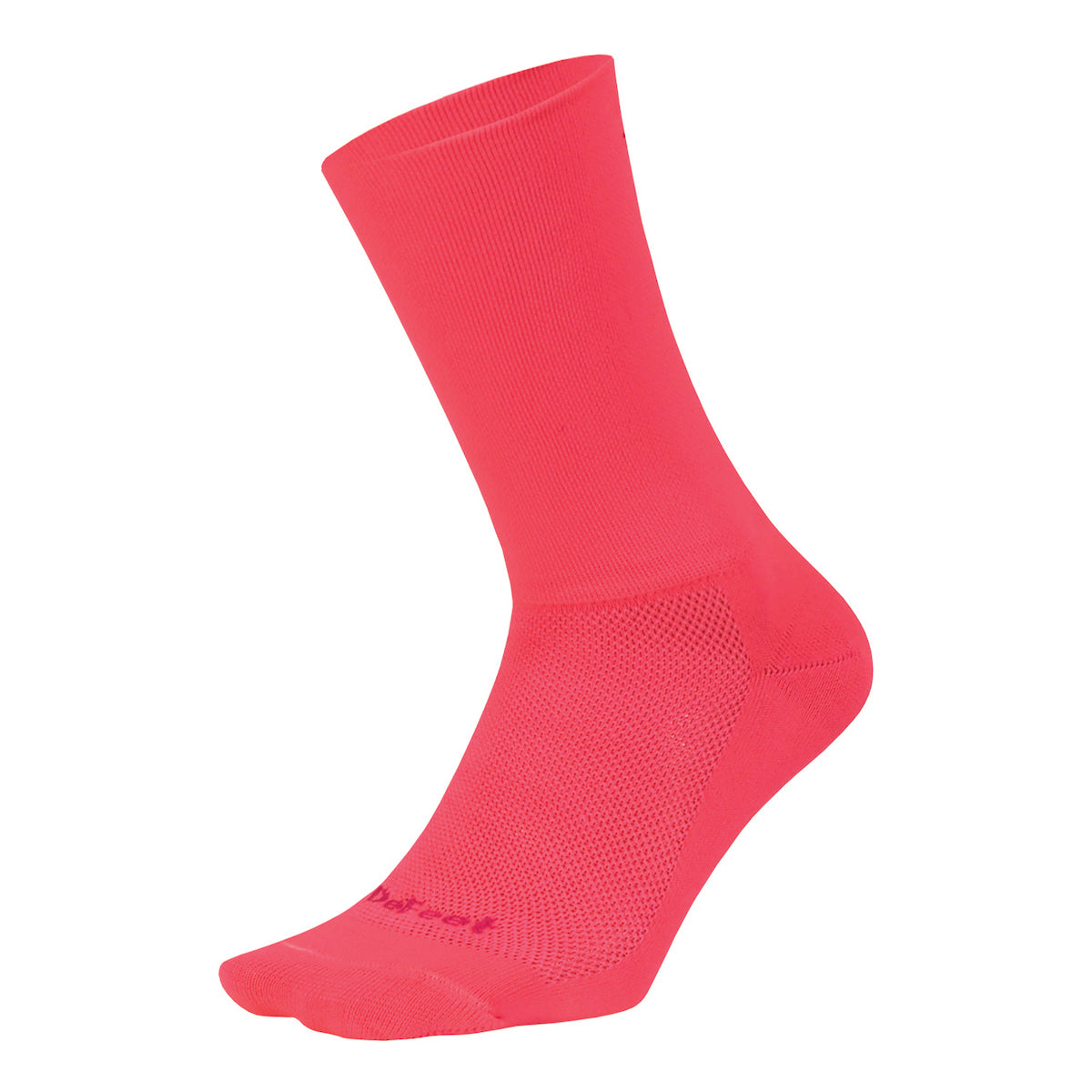 DeFeet Aireator 6" D-Logo cycling sock with 6" double cuff in hi-vis pink