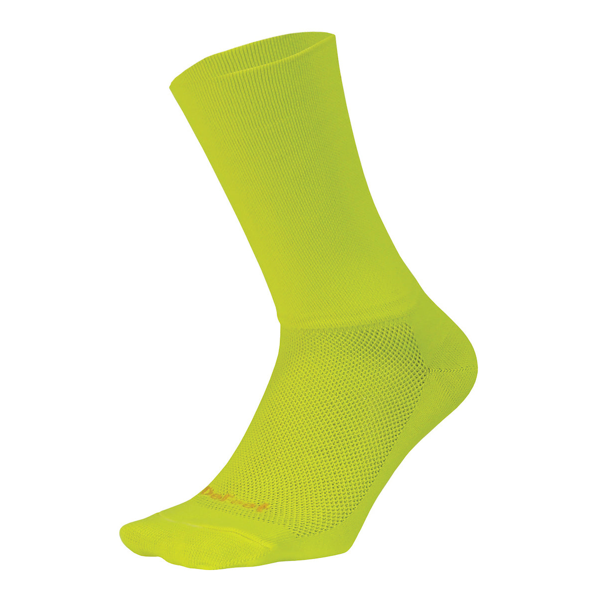 DeFeet Aireator 6" D-Logo cycling sock with 6" double cuff in neon yellow