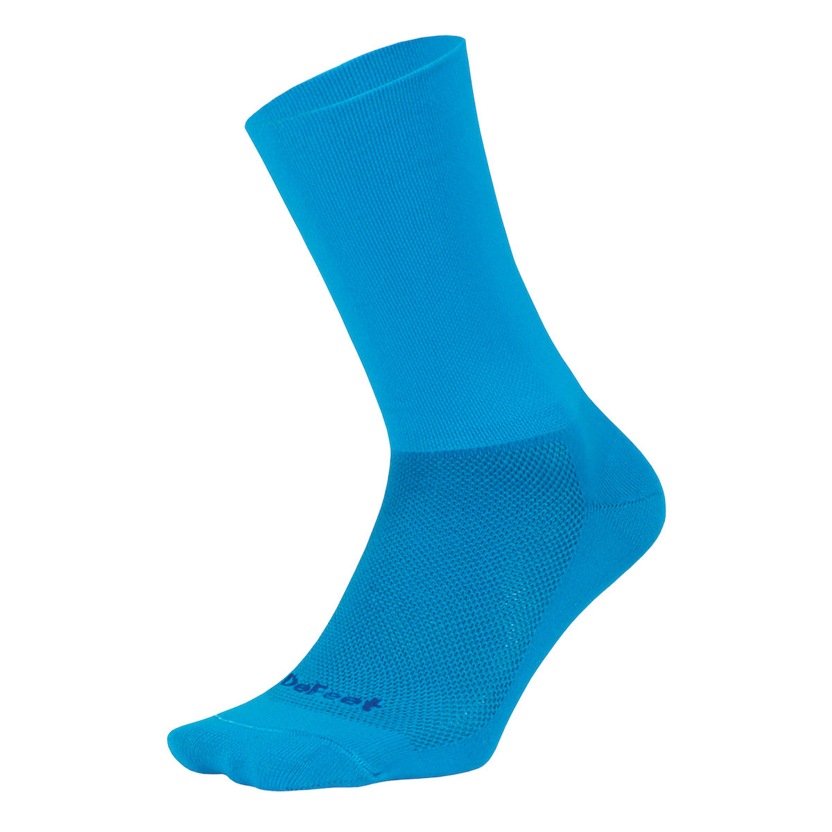 DeFeet Aireator 6" D-Logo cycling sock with 6" double cuff in bright blue