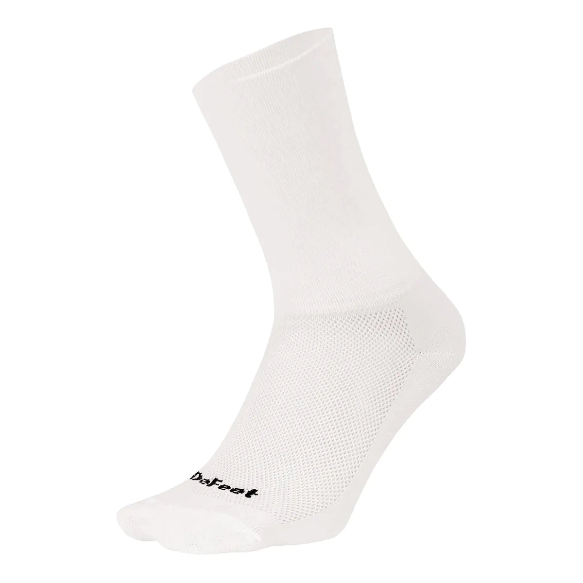 DeFeet Aireator 6" D-Logo cycling sock with 6" double cuff in white